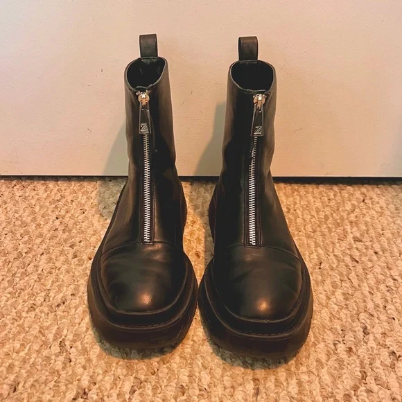 zara zip front ankle boots